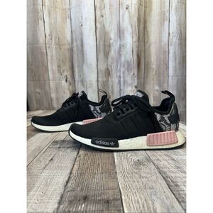 Adidas NMD_R1 Women’s Size 9 Black Pink Snake Print Boost Running Sneakers Shoes